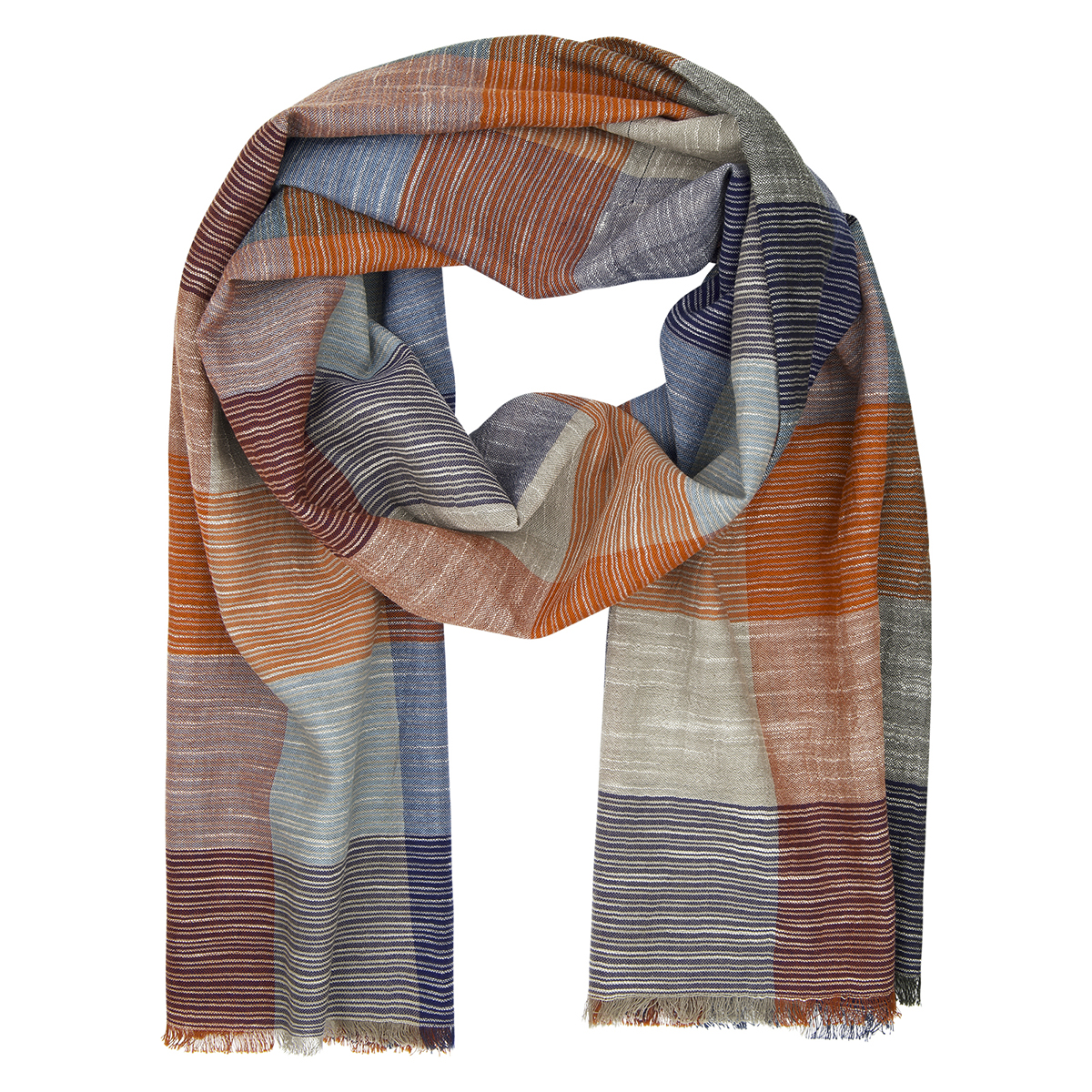 Herren Schal orange-blau 100% BIO-Baumwolle