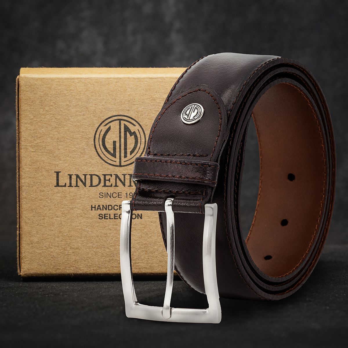 LINDENMANN Herrengürtel Leder braun