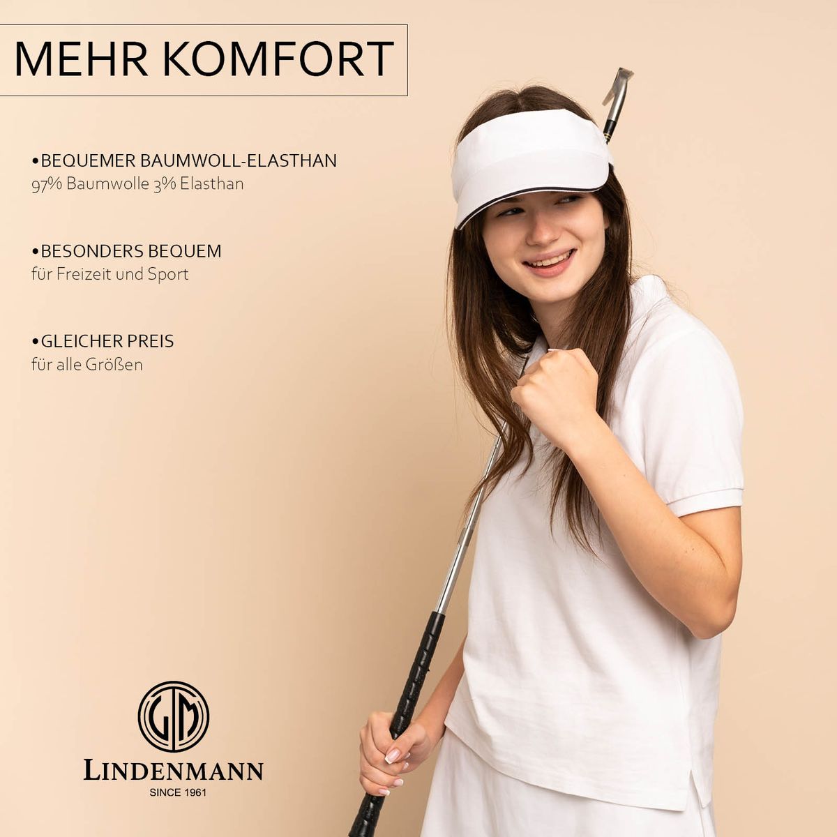 LINDENMANN Poloshirt Damen slim fit kurzarm cremeweiss Bio Baumwolle Made in EU