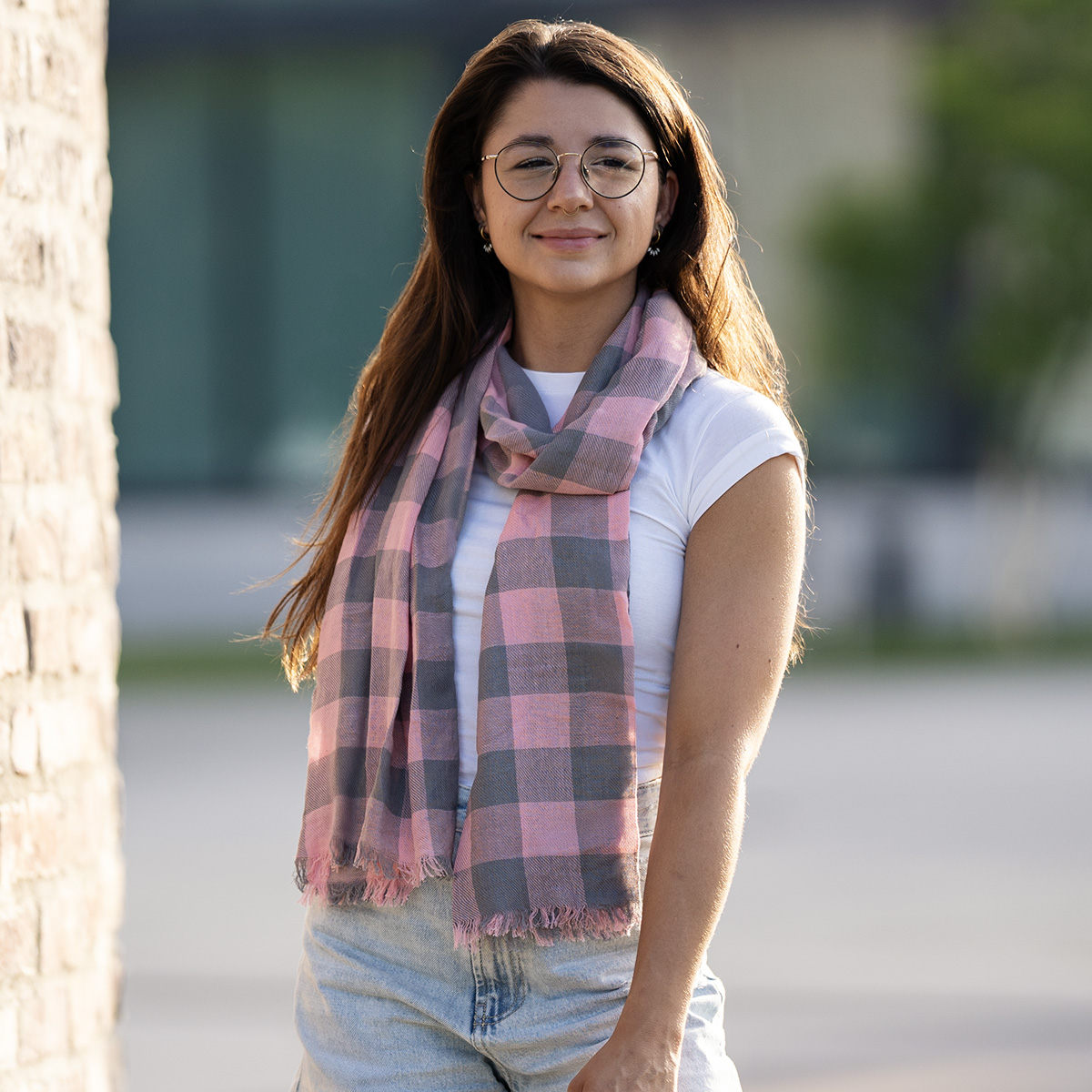 LINDENMANN Schal Damen schwarz rosa kariert