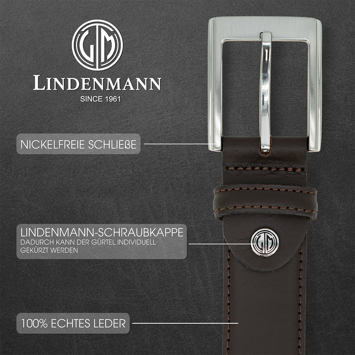 LINDENMANN Ledergürtel braun