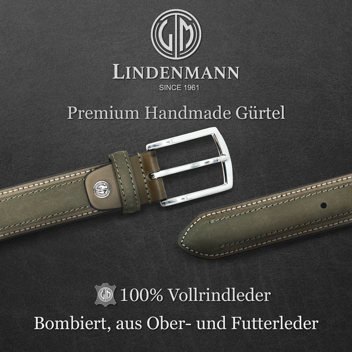 LINDENMANN Premium Ledergürtel grün