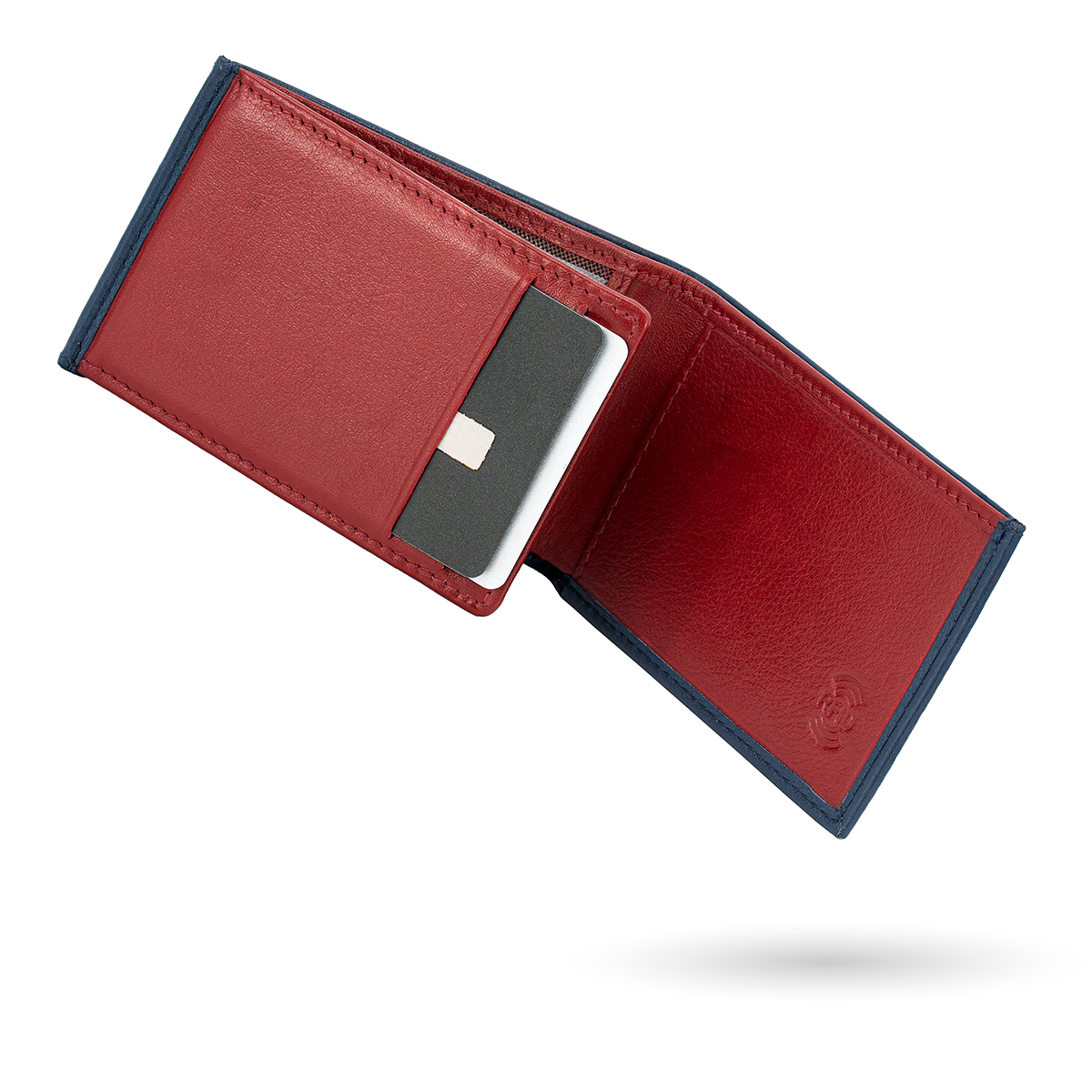 LINDENMANN Leder-Cardholder blau rot