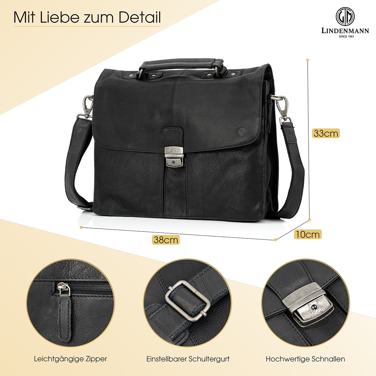 Lindenmann Ledertasche schwarz