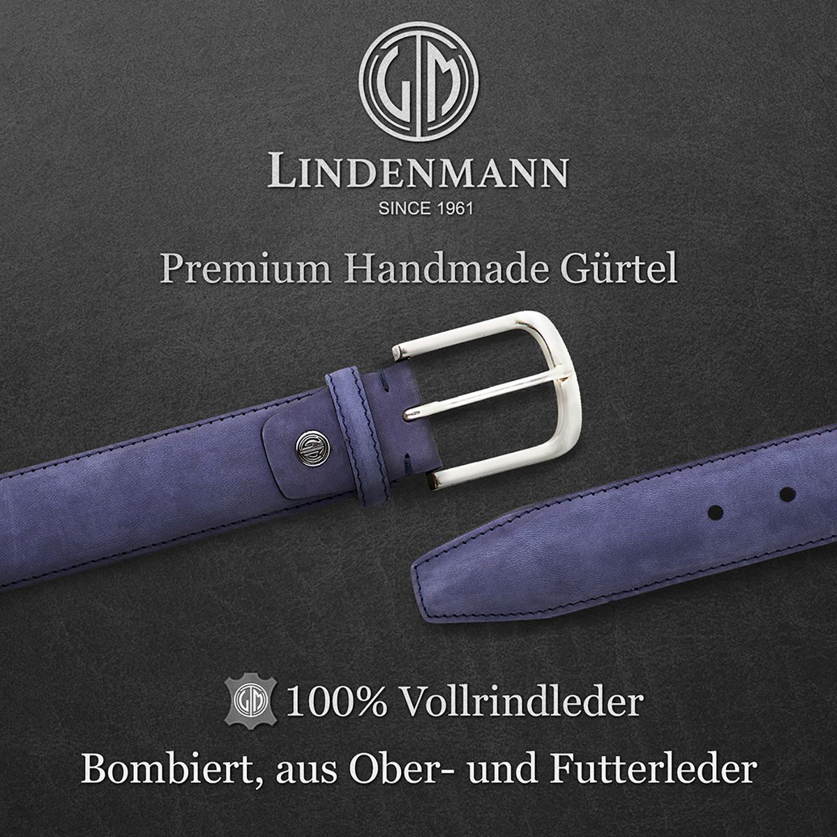 LINDENMANN Herrengürtel Jeans blau