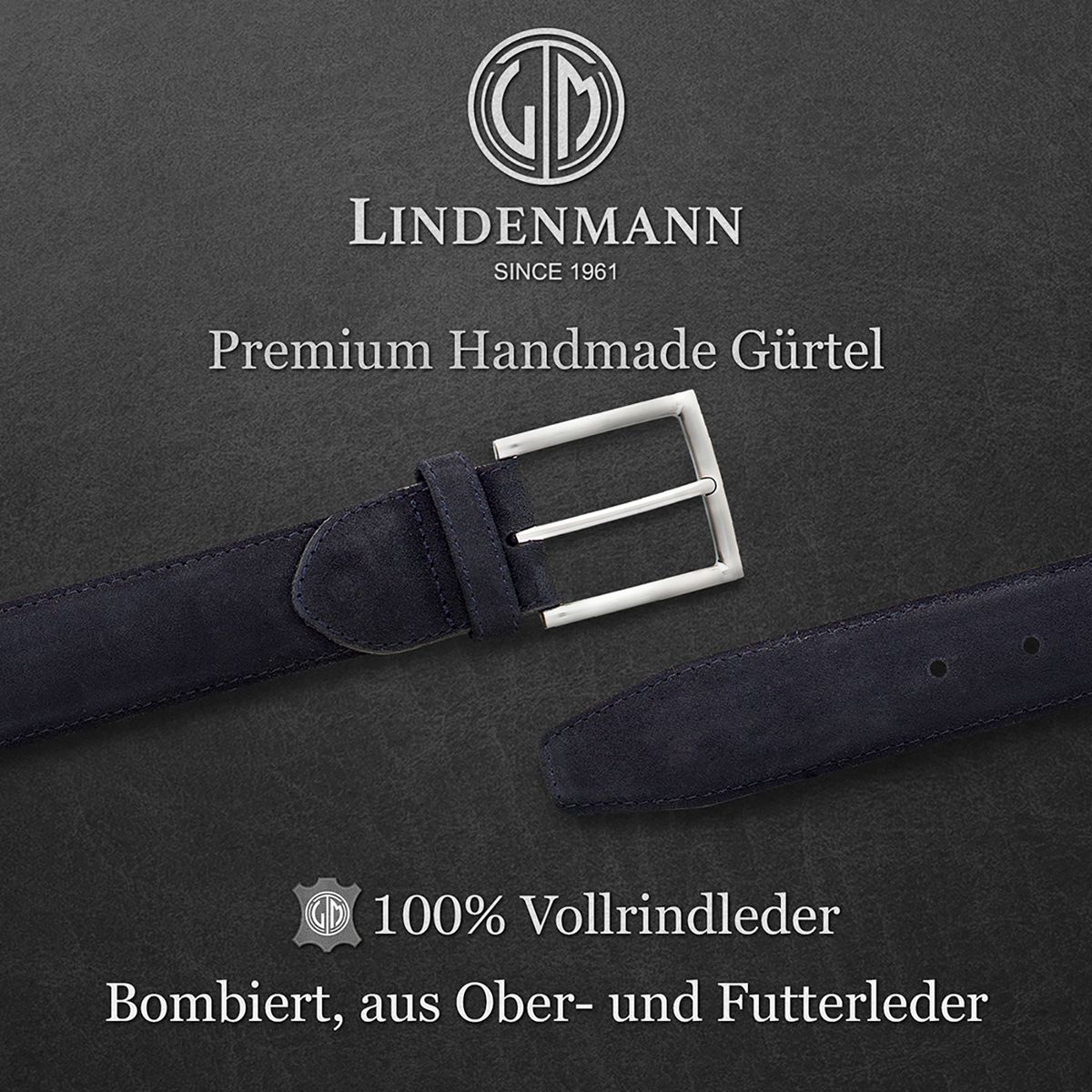 LINDENMANN Herrengürtel Leder blau