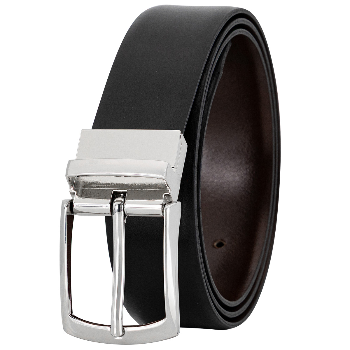 LINDENMANN klassischer Herren Echtlederwendegürtel schwarz, dunkelbraun
