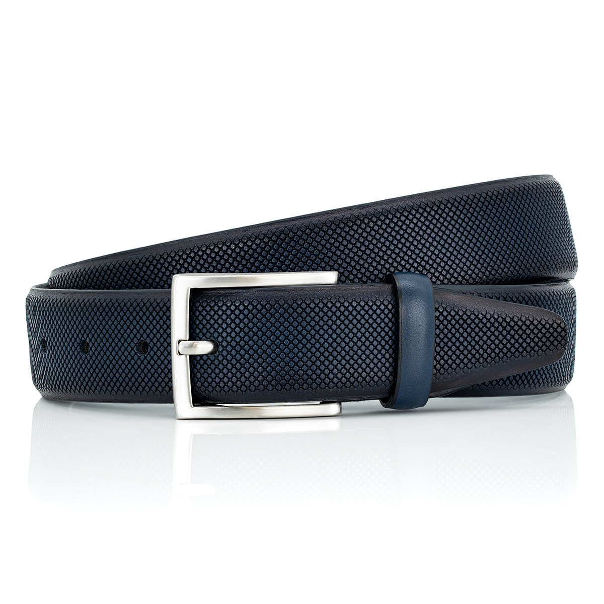 LINDENMANN Leder-Gürtel Herren 35 mm Vollrindleder marine