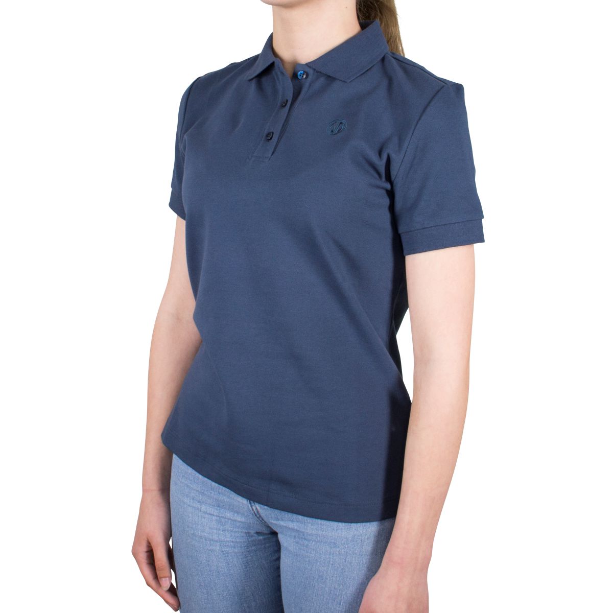 LINDENMANN Poloshirt Damen slim fit kurzarm navy blau Bio Baumwolle Made in EU