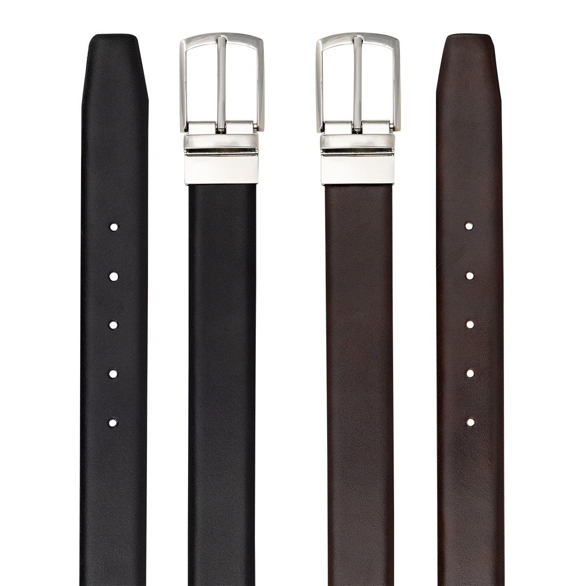 LINDENMANN klassischer Herren Echtlederwendegürtel schwarz, dunkelbraun