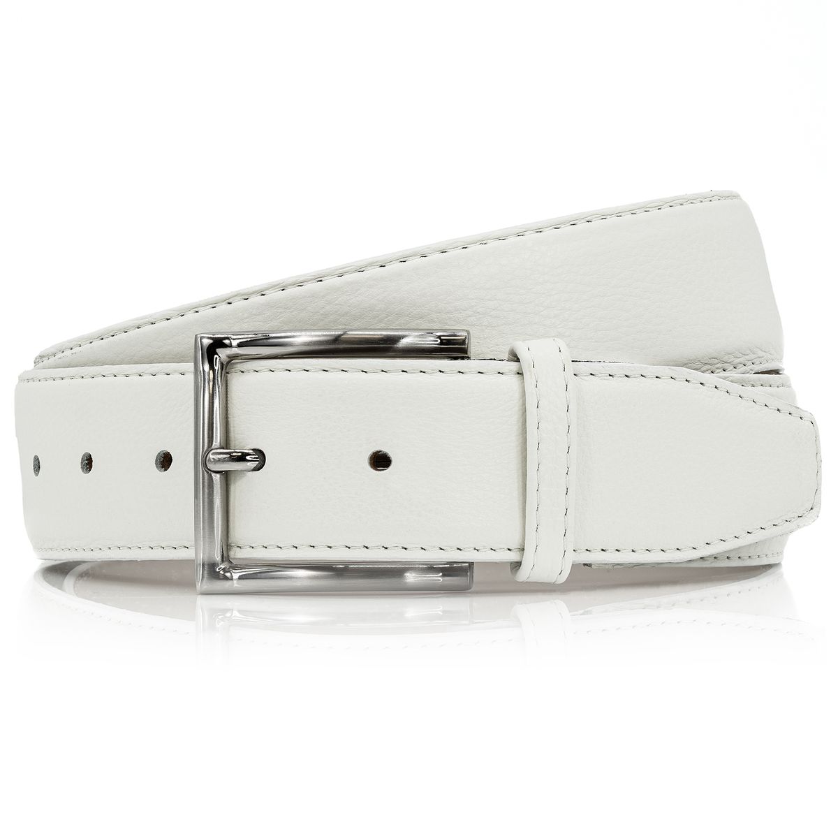 LINDENMANN Handmade Ledergürtel Herren weiss LINDENMANN Herrengürtel Leder weiss