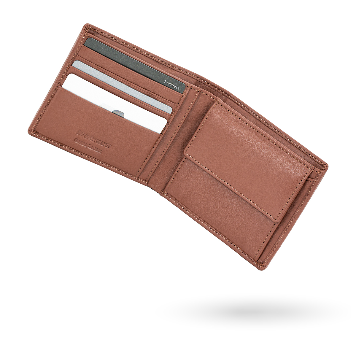 LINDENMANN Herren Leder Portemonnaie cognac