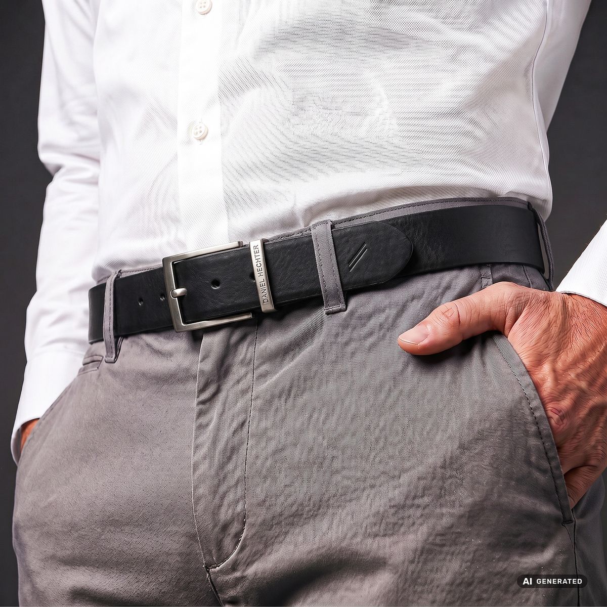 DANIEL HECHTER Herren klassischer, eleganter 100% Echtledergürtel schwarz