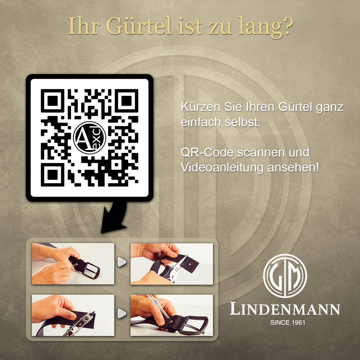 LINDENMANN Herren Jeansgürtel Echtleder cognac