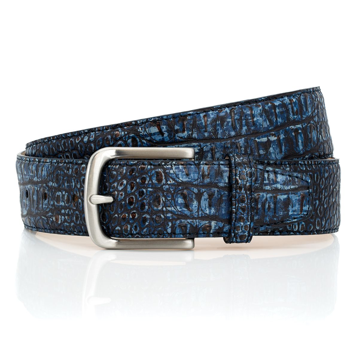 LINDENMANN Handmade Ledergürtel Herren blau LINDENMANN Jeansgürtel Herren blau