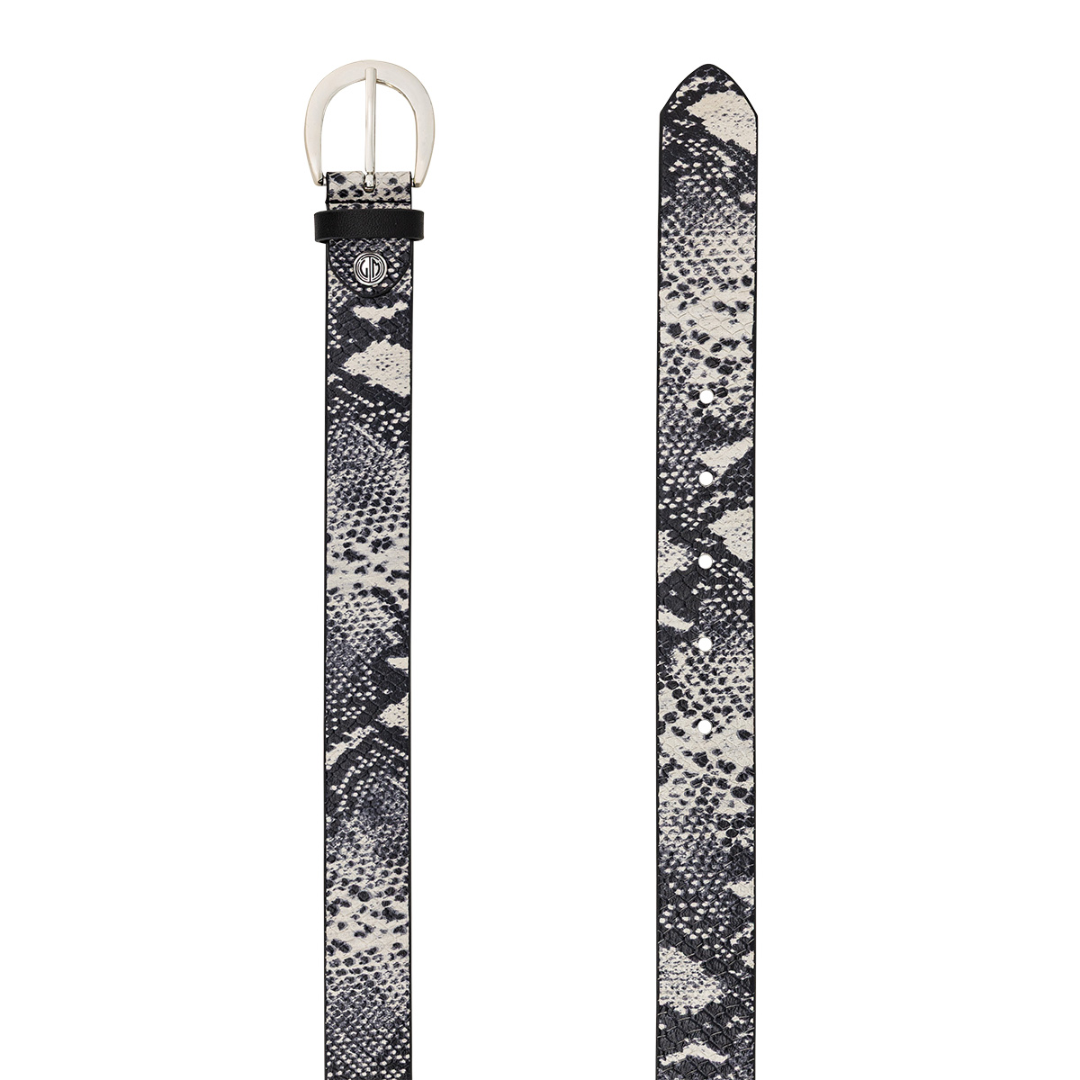 Gürtel, Schlangenleder, Lederagate, Schwarz-Weiß, dünn, LINDENMANN Damen Echtledergürtel schwarz weiß