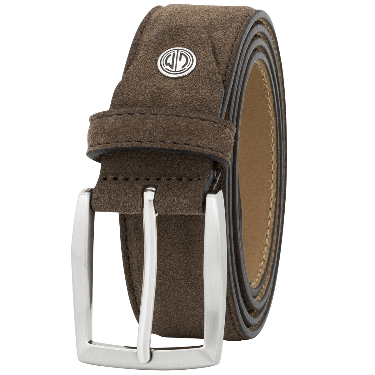 LINDENMANN Herrengürtel aus 100% Velours-Vollrindleder dunkelbraun