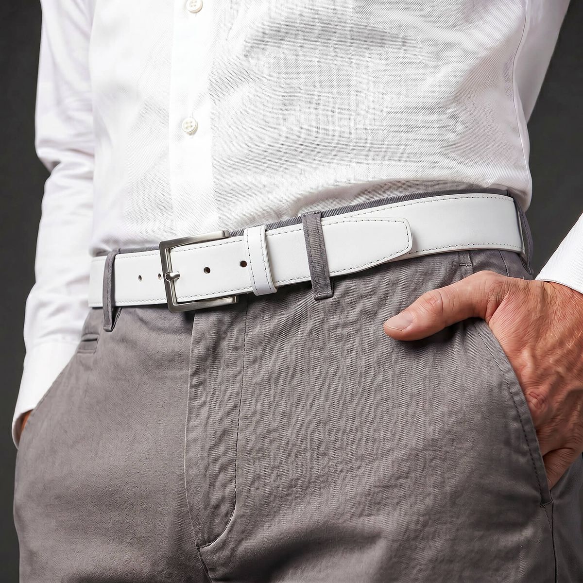 LINDENMANN Herren Vollrindledergürtel aus 100% Echtleder weiss