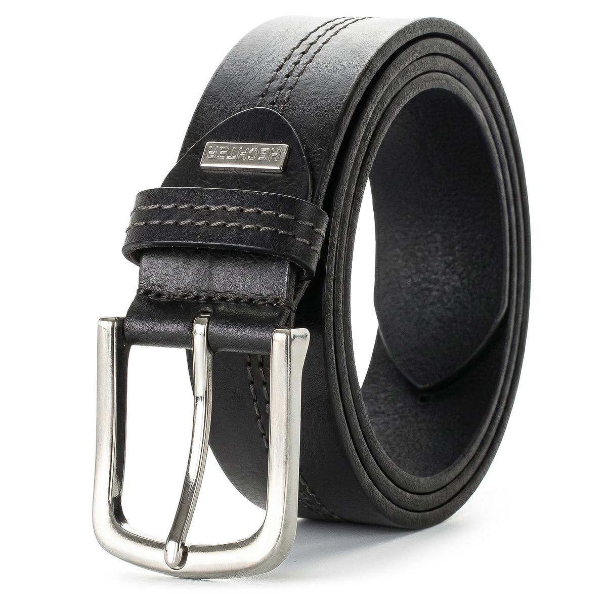 Gürtel, Schwarz, Leder, Dornschnalle, Breiter Gürtel, HECHTER Paris Herren Casual 100% Echtledergürtel schwarz