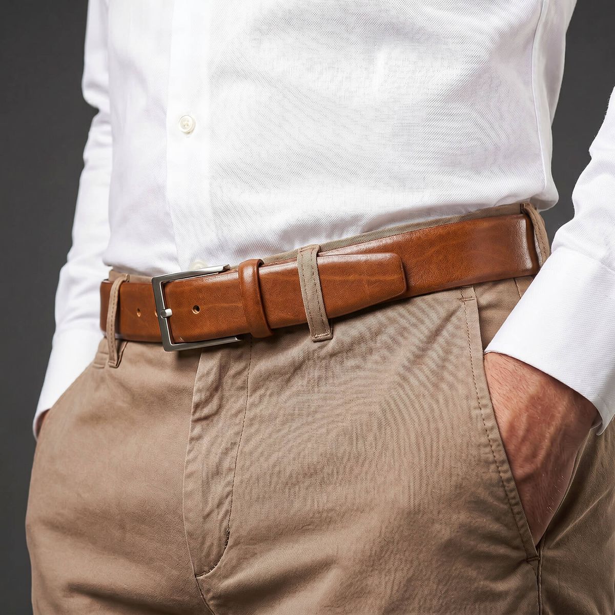 LINDENMANN Ledergürtel Herren, cognac 35 mm Leder