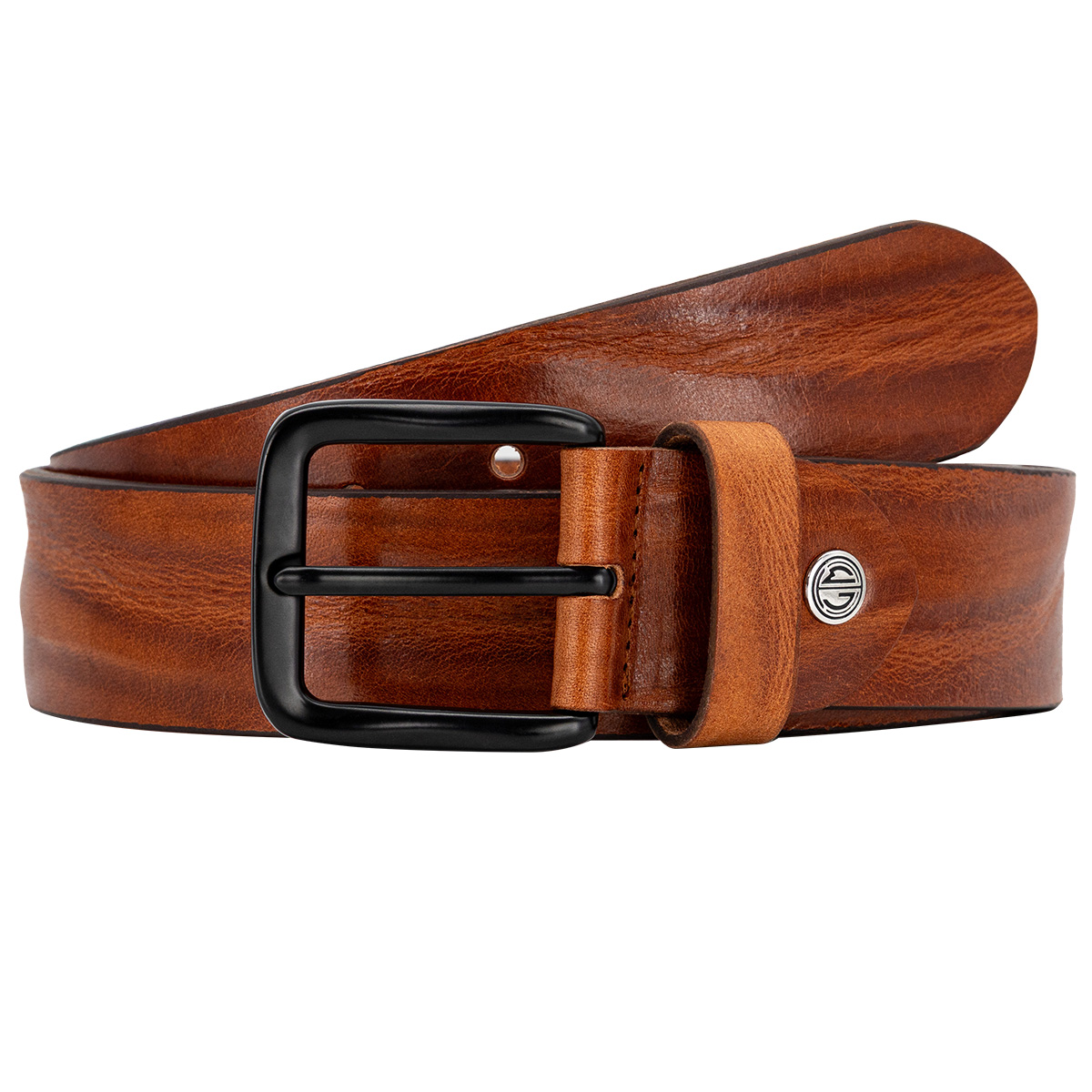 Gürtel, Leder, Braun, Gürtelschnalle, Unisex, LINDENMANN Herren Vollledergürtel passend zu Jeans dunkelcognac