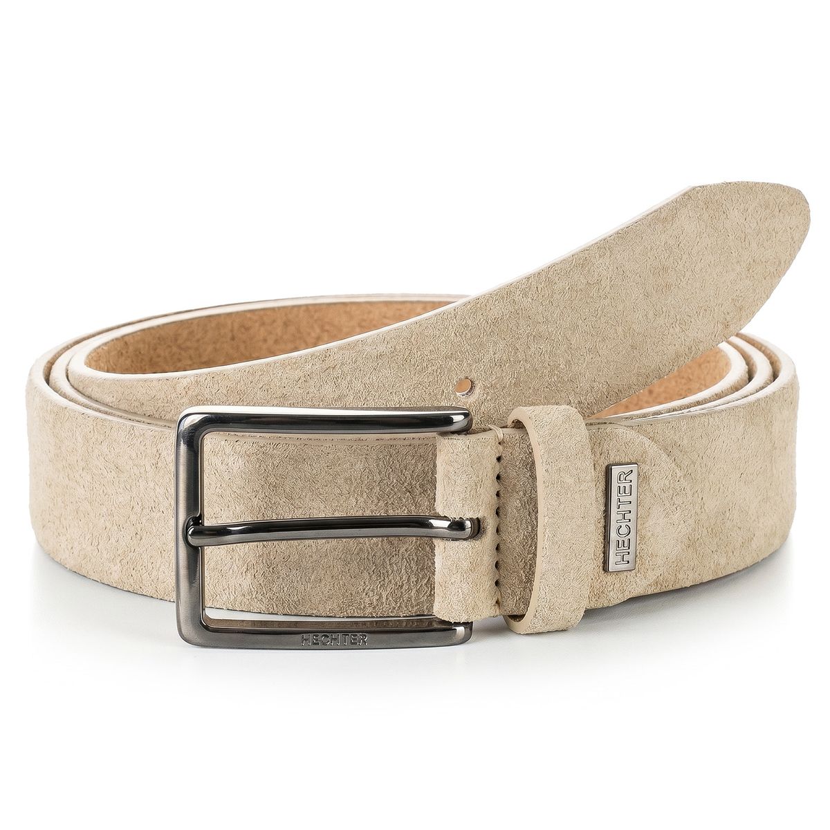 HECHTER Paris Herren Veloursledergürtel aus 100% Echtleder taupe