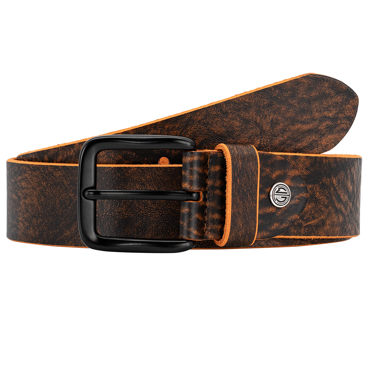 Ledergurt, Braun Gürtel, Texturiert, Metallpraller, Wallet-freundlich, LINDENMANN Herren Vollledergürtel passend zu Jeans cognac