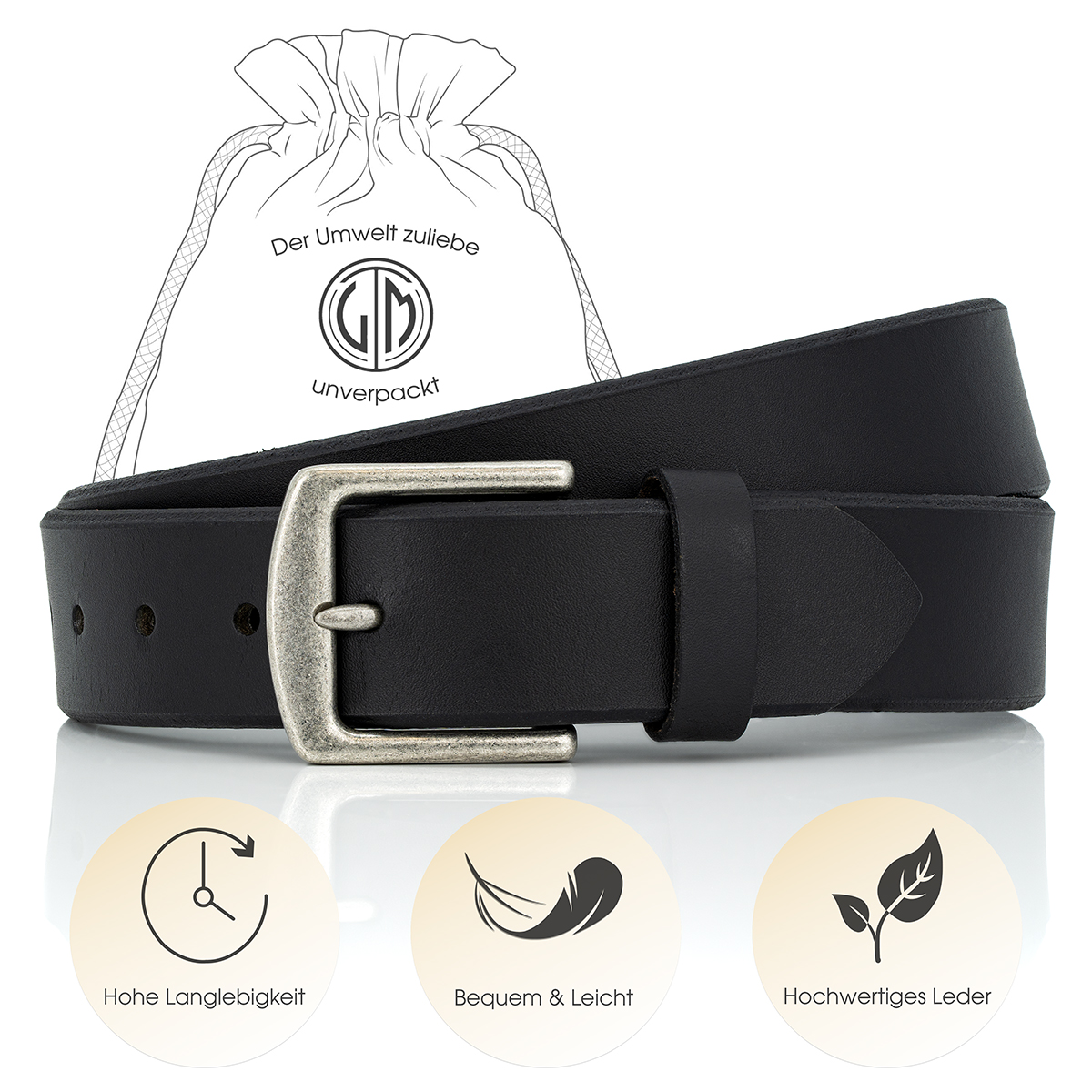 LINDENMANN Ledergürtel schwarz
