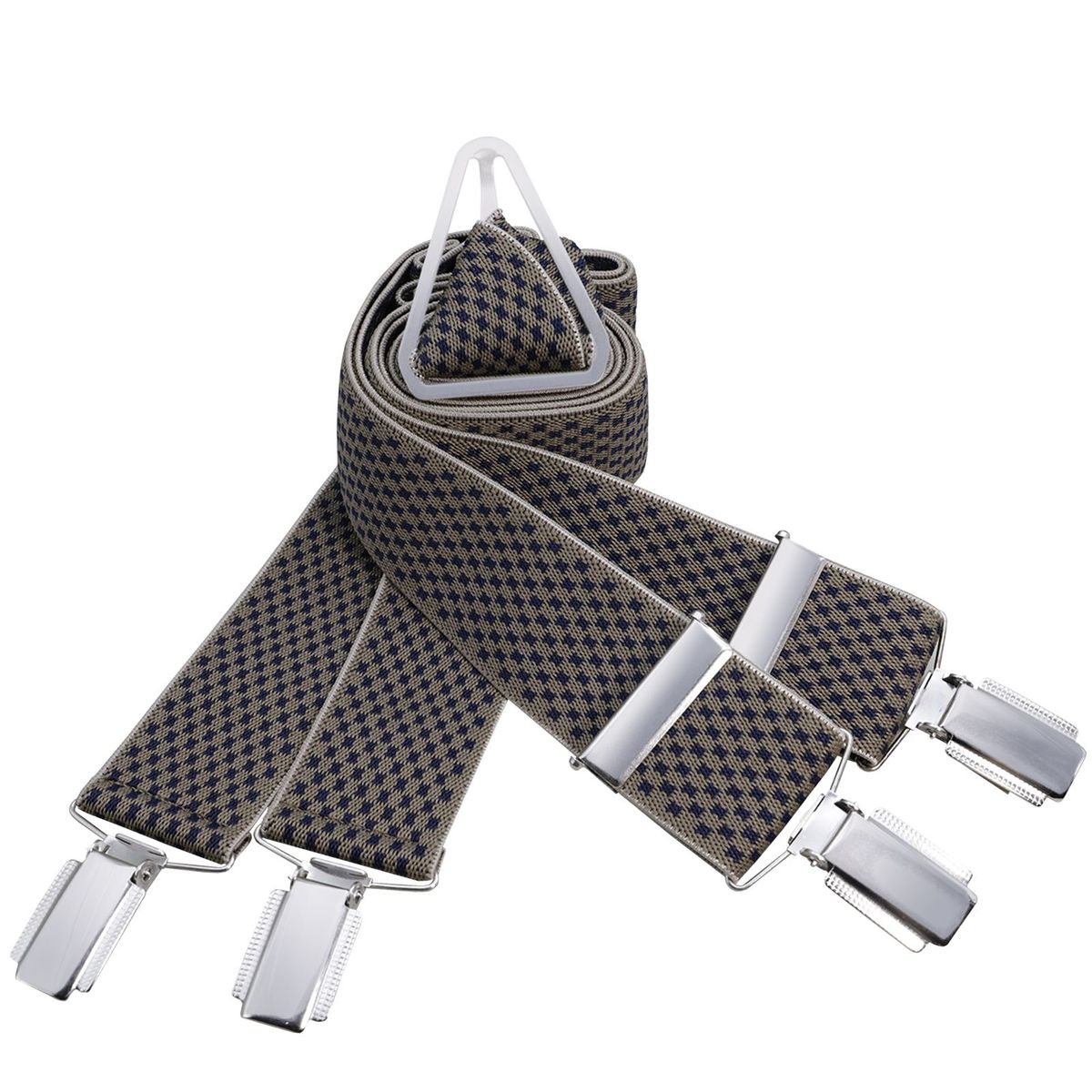 LINDENMANN Hosenträger Herren beige marine X-Form elastisch und längenverstellbar Made in Germany
