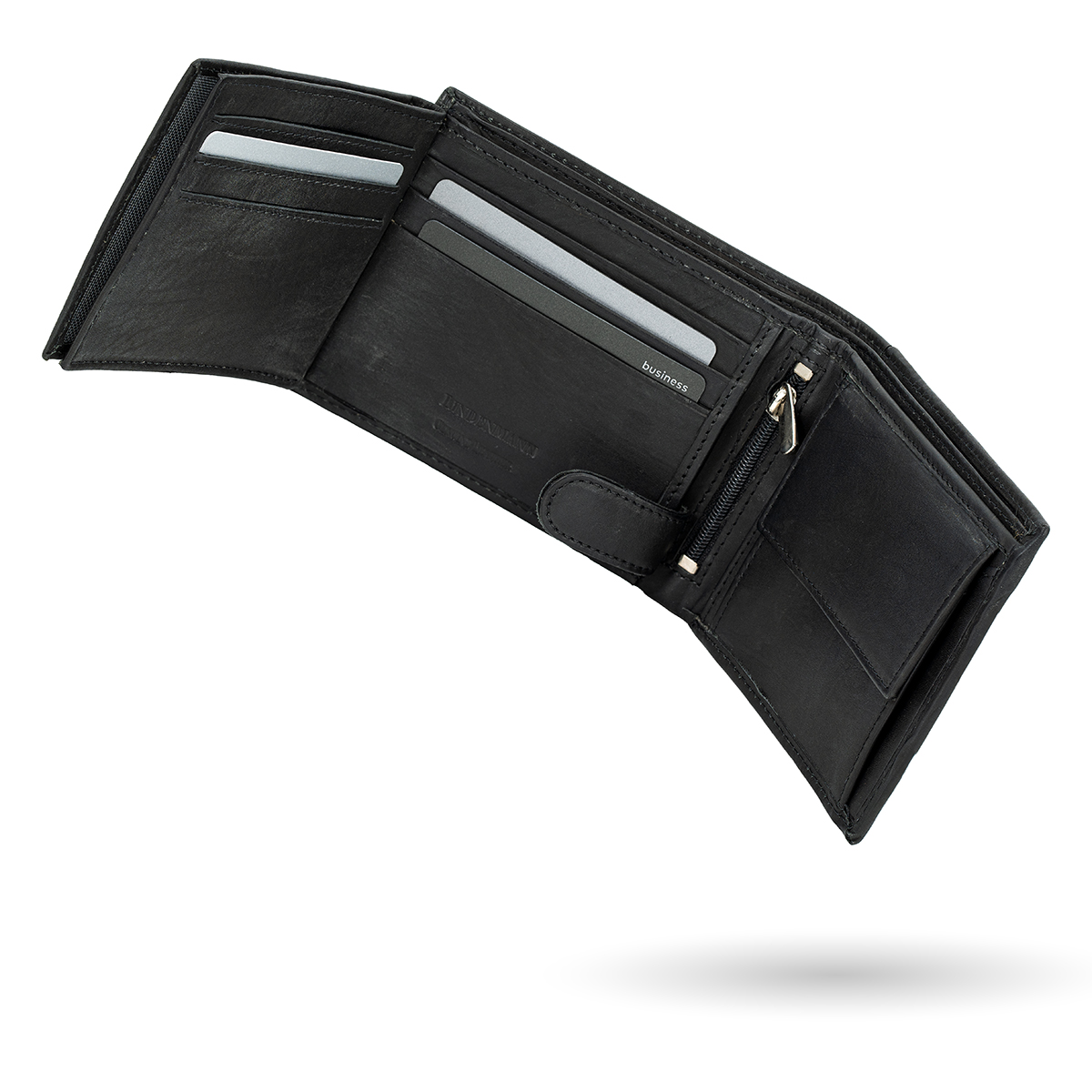 LINDENMANN Herren Leder Portemonnaie schwarz