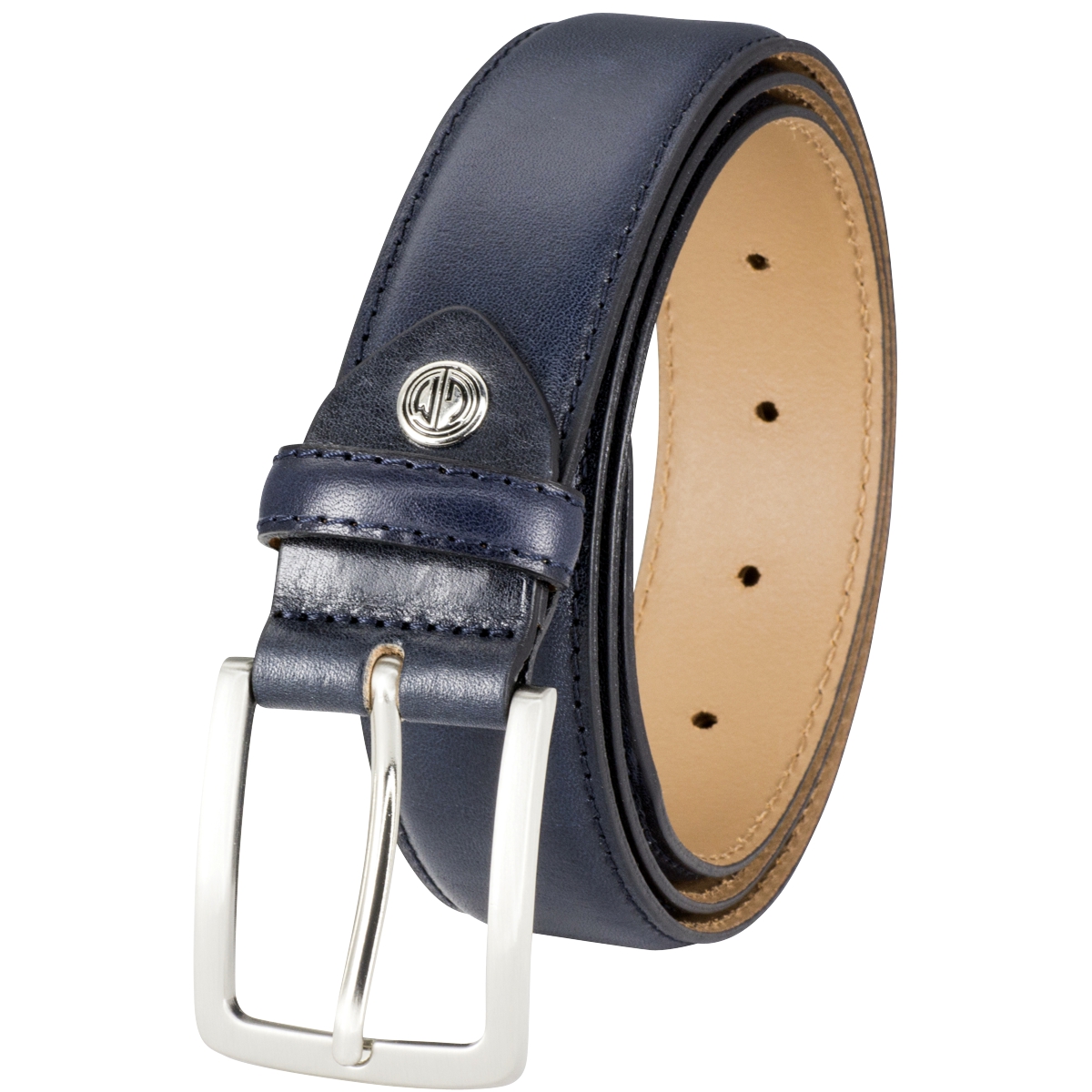 Gürtel, Leder, Navy, Steppung, Dornschließe,