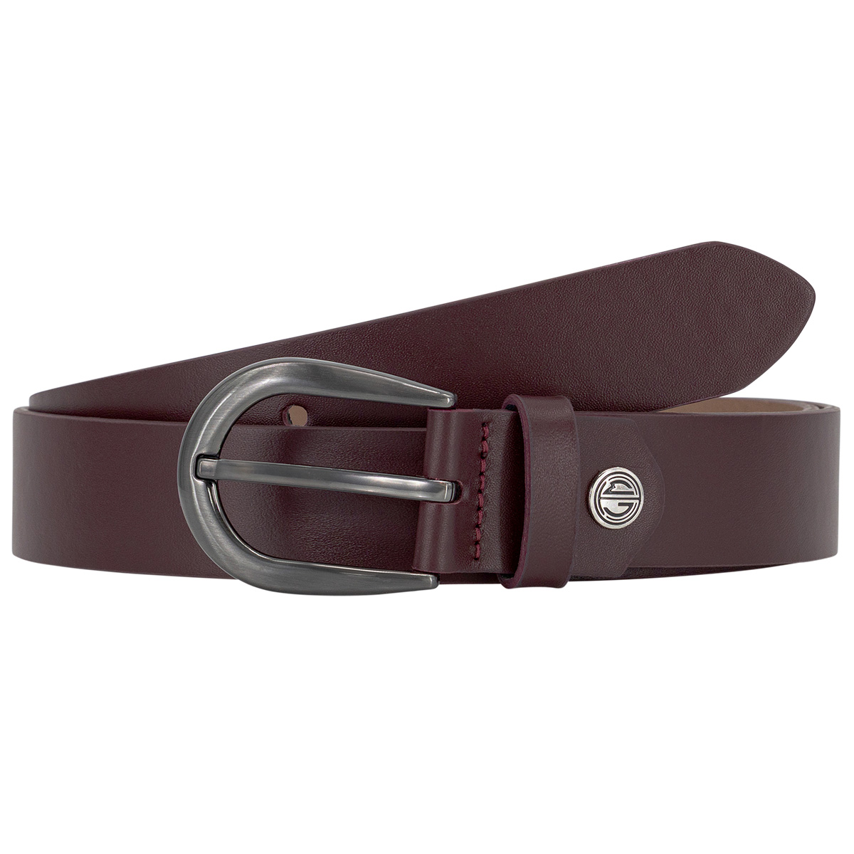 Gürtel, Leder, Burgunderrot, Metall-Schnalle, Einfarbig, LINDENMANN Damen Vollrindledergürtel aus 100% Echtleder bordeaux