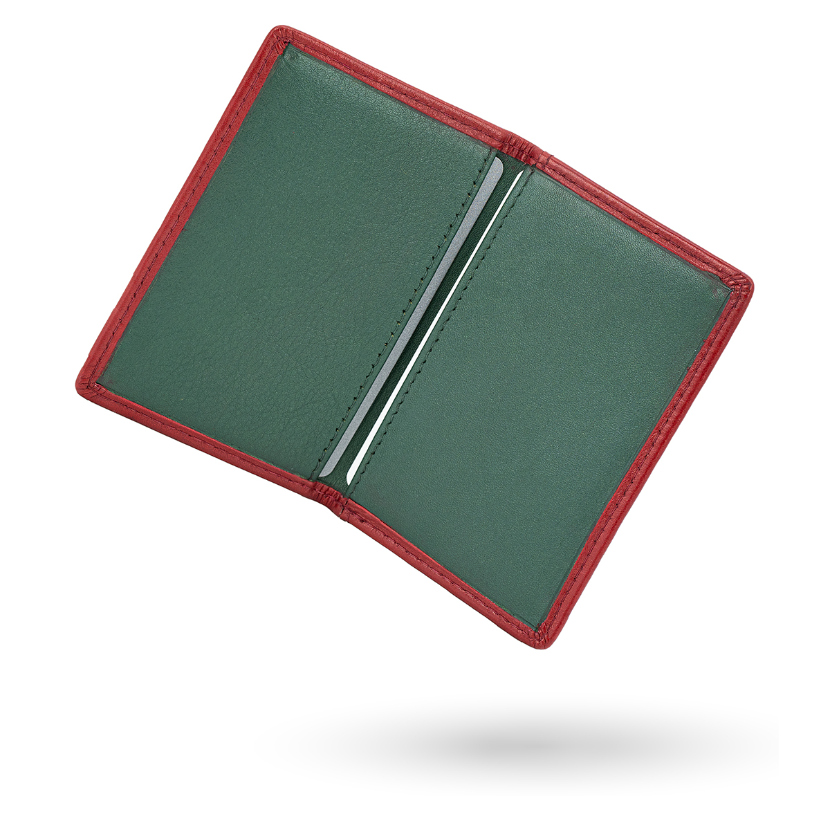 LINDENMANN Leder-Cardholder rot grün