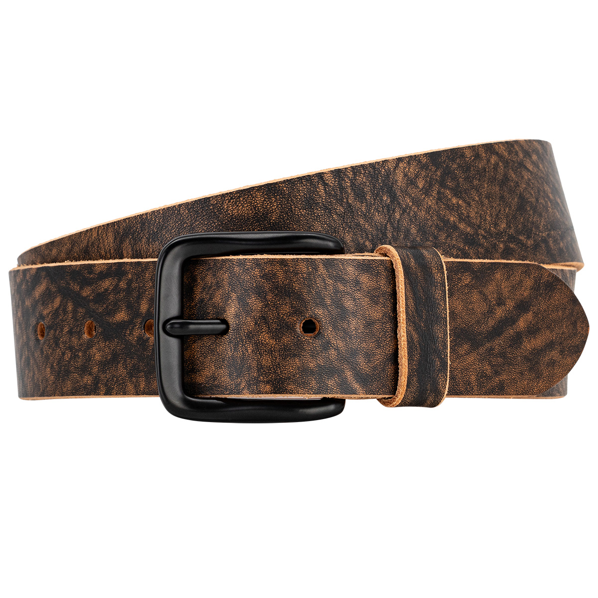 Gürtel, Leder, Braun, Gurtbreite, Metallbuckel, LINDENMANN Herren Vollledergürtel passend zu Jeans braun