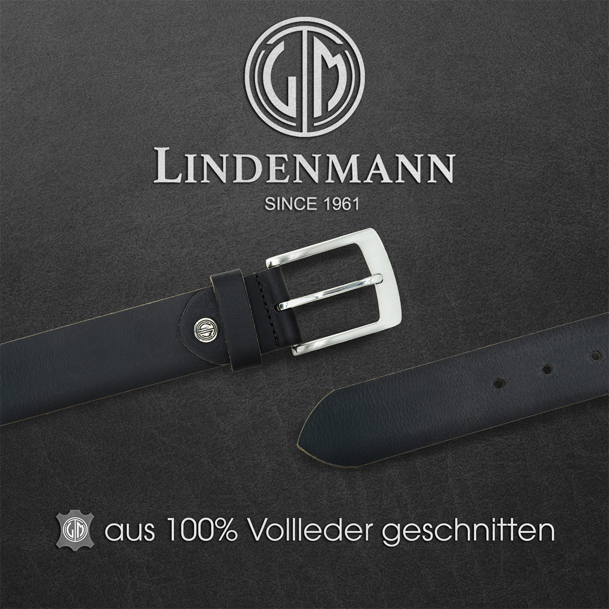 LINDENMANN Ledergürtel schwarz