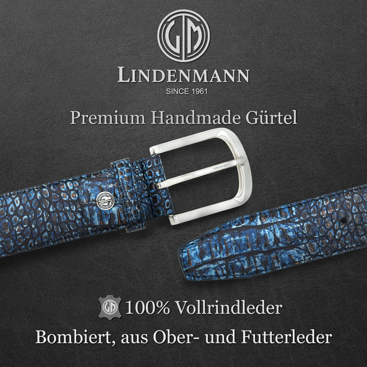 LINDENMANN Jeansgürtel Herren blau