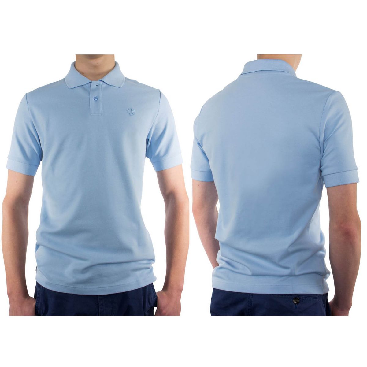 LINDENMANN Poloshirt Herren slim fit kurzarm hellblau Bio Baumwolle Made in EU