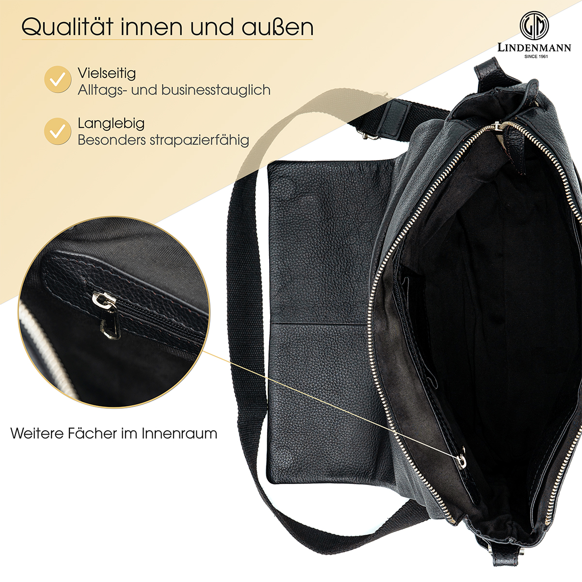 Lindenmann Ledertasche schwarz