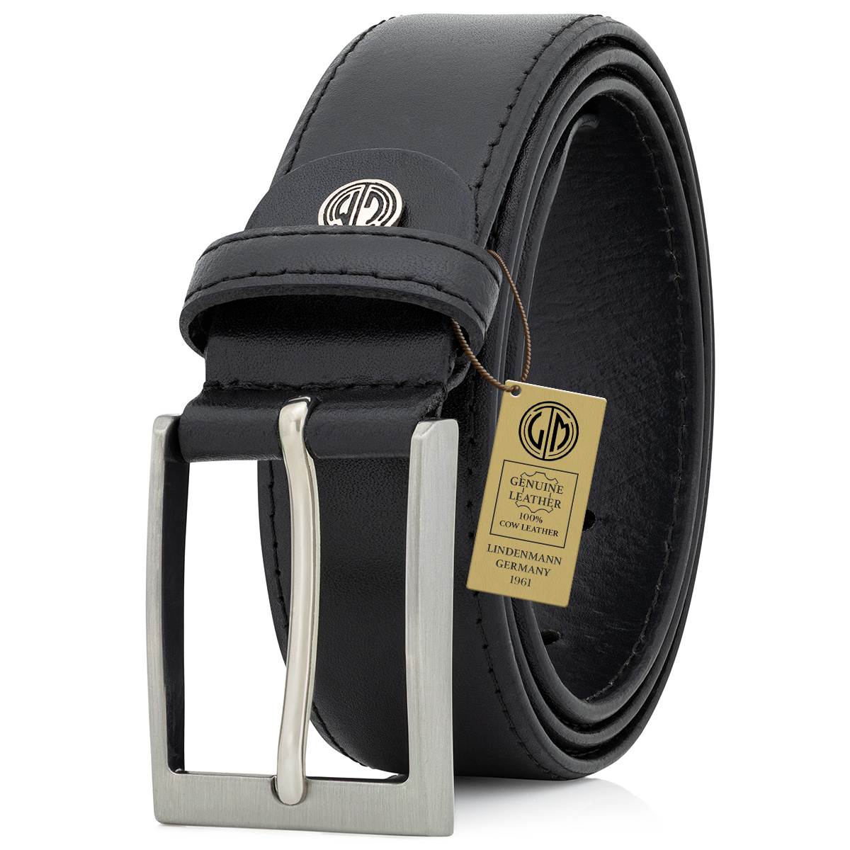 LINDENMANN Ledergürtel Herren schwarz