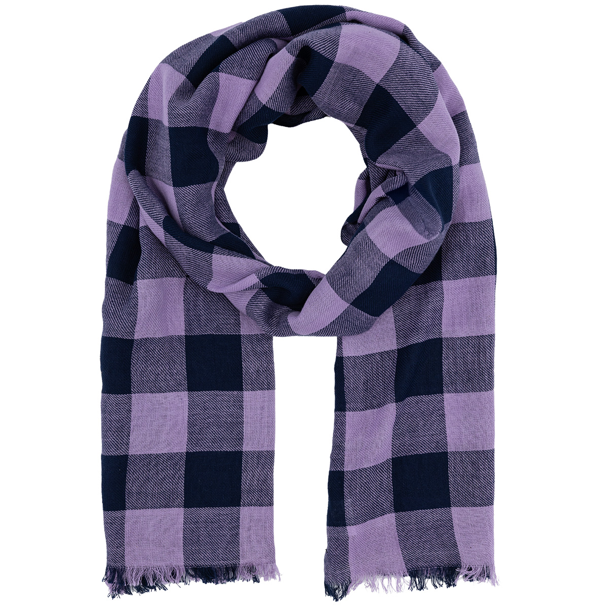 LINDENMANN Schal Damen schwarz lila kariert
