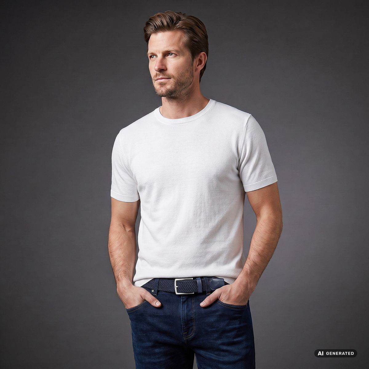 DANIEL HECHTER Herren Textil-Flechtgürtel mit 100% Echtlederenden marine