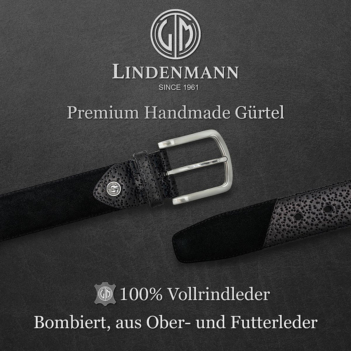 LINDENMANN Herrengürtel Leder schwarz