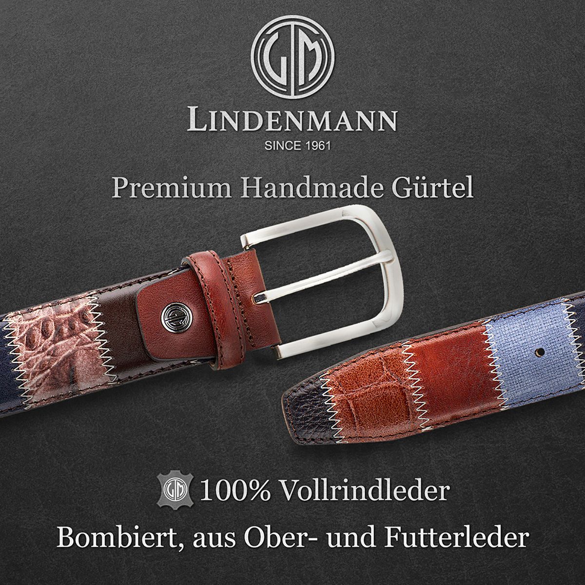 LINDENMANN Herrengürtel Jeans blau