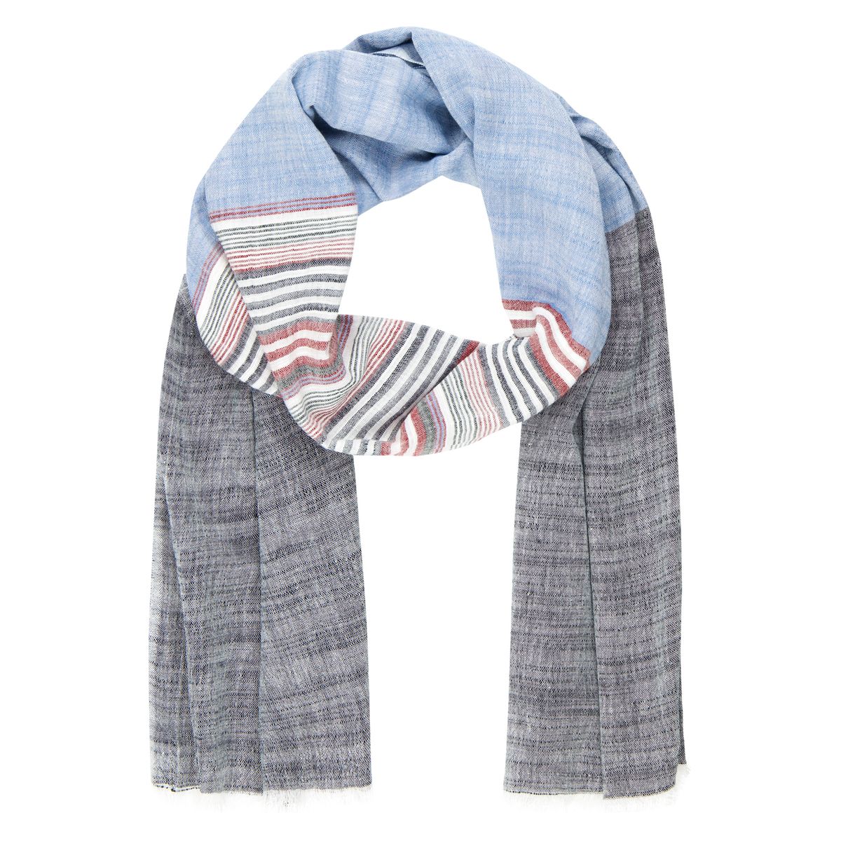 LINDENMANN Schal Herren blau-grau-rot LINDENMANN Schal Herren blau-grau-rot Herren-Schal dünn 55 % Baumwolle 45 % Viskose