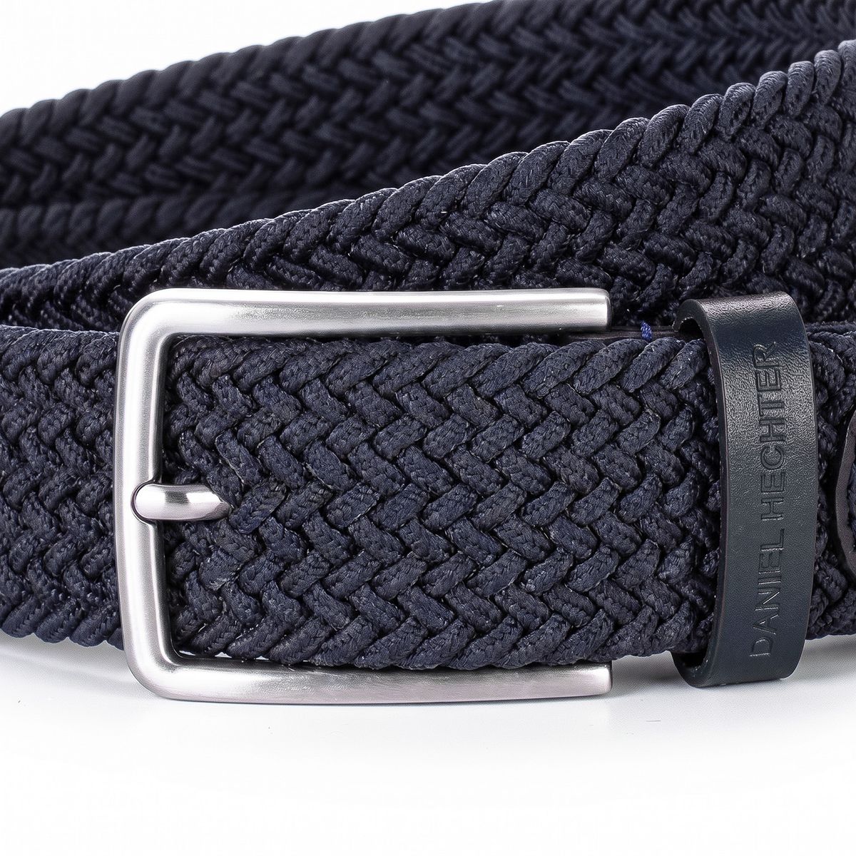 DANIEL HECHTER Herren Textil-Flechtgürtel mit 100% Echtlederenden marine
