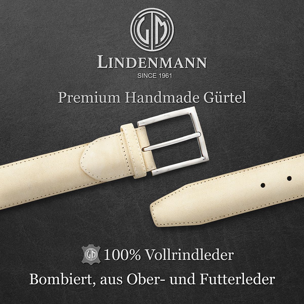 LINDENMANN Herrengürtel Leder beige