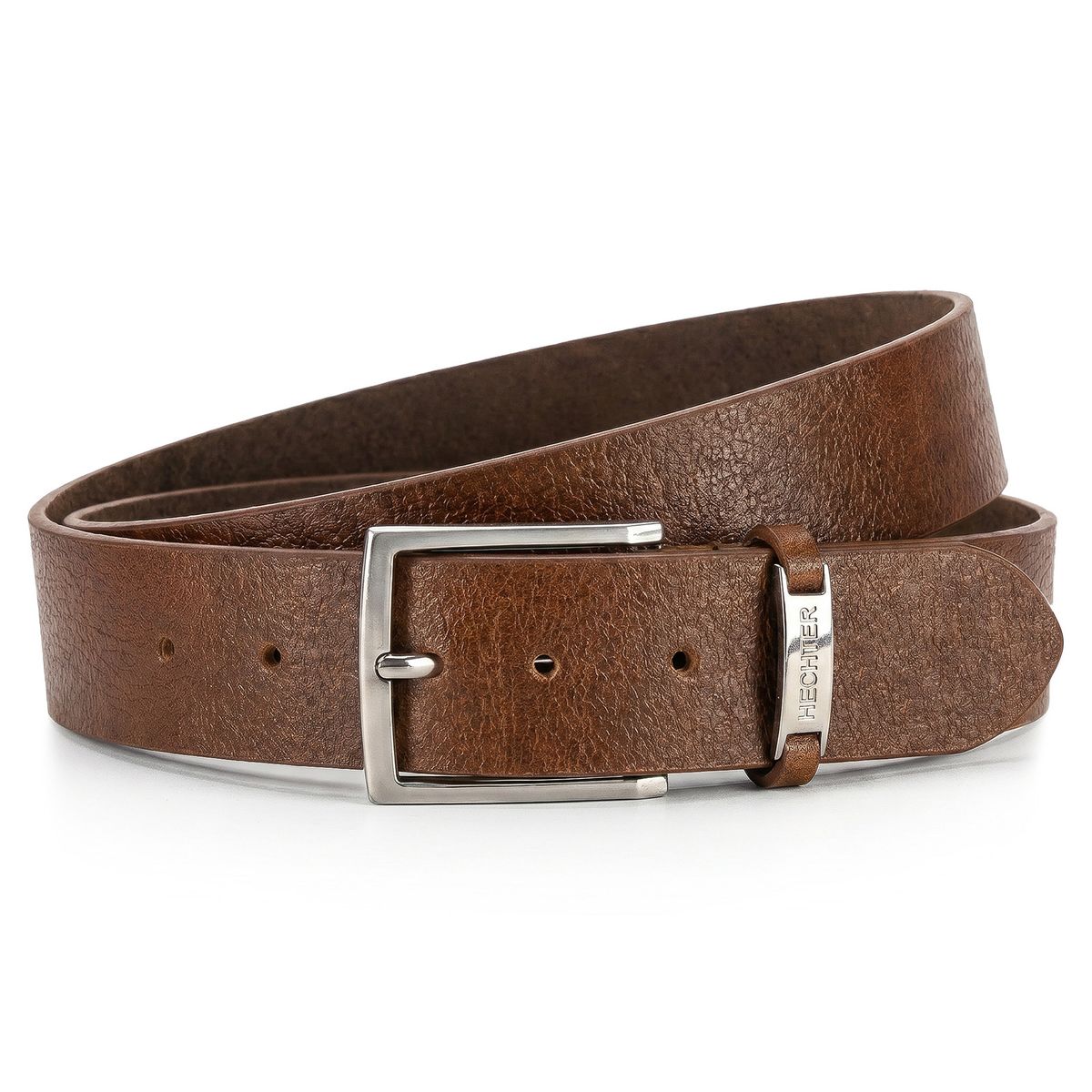 Ledergürtel, braun, Metall-Schnalle, verstellbar, Herren Gürtel, HECHTER Paris Herren 100% Echtledergürtel braun