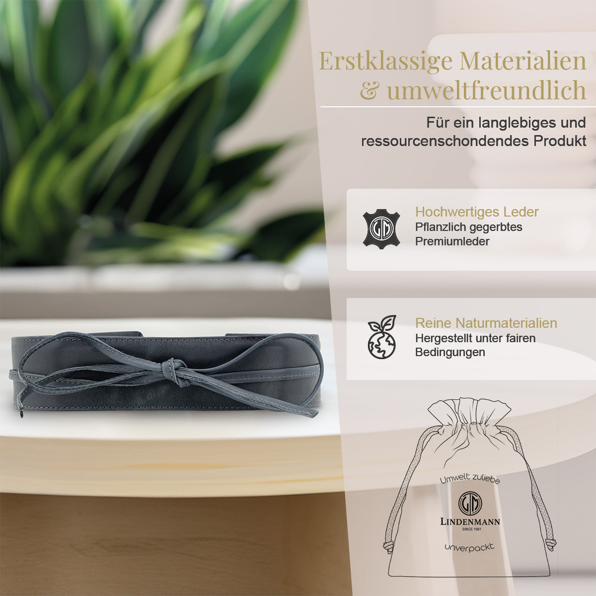 LINDENMANN Nappa Vollrindleder Damenhüftgürtel Marine