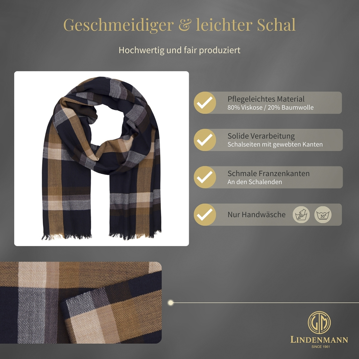 Herren Schal braun-schwarz