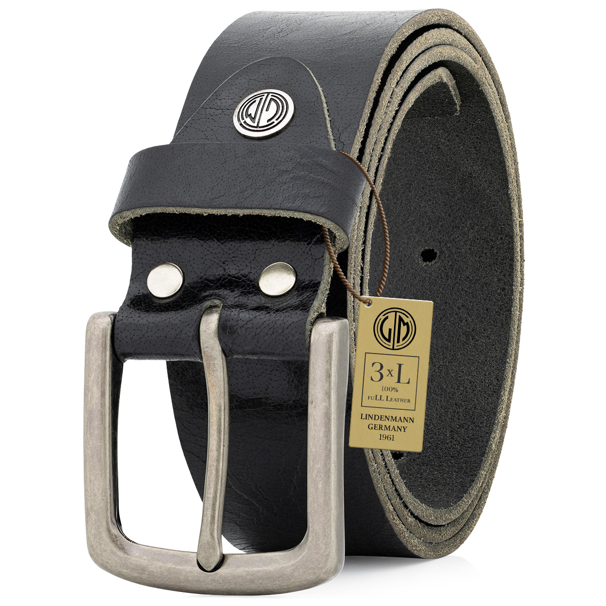 LINDENMANN Ledergürtel Herren schwarz